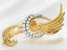 Elegante, aufwändige Brillantbrosche, 60er Jahre