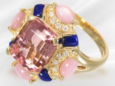 Ring: aufwändiger, ausgefallener Turmalinring, pinker Turmalin von 5ct, neuwertig