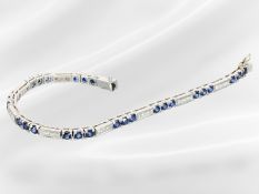 Armband: hochwertiges weißgoldenes Saphir/Brillant-Goldschmiedearmband, ca. 4,3ct