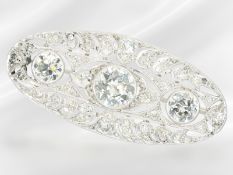 Brosche/Nadel: wertvolle antike, handgearbeitete Brosche mit schönem Diamantbesatz, ca. 3,1ct