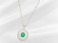 Kette/Anhänger: Cirari Brillantkette mit hochwertigem Smaragd/Brillantanhänger, ca. 3,25ct