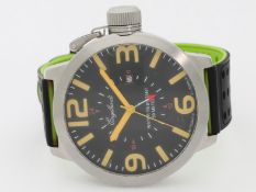 Armbanduhr: übergroße Edelstahluhr Engelhardt Automatik GMT 54mm, Full-Set
