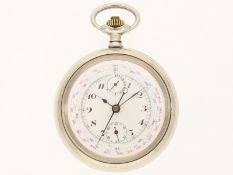 Taschenuhr: großer, seltener "Multiscale Tachymeter" Chronograph nach Omega Patent, unsigniert , um 