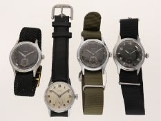 Armbanduhr: Konvolut von 4 Militäruhren, 40er Jahre, 2. WK