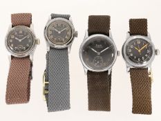 Armbanduhr: Konvolut von 4 Militäruhren, 40er Jahre, 2. WK