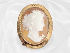 Brosche/Nadel: antike Brosche mit Kamee, Damenportrait um 1880