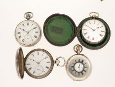 Taschenuhr: Konvolut von 4 schweren englischen Silberuhren, 19. Jh.
