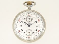 Taschenuhr: seltener antiker Minerva Chronograph mit seltenem 30-Minuten-Zifferblatt