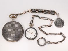Paar seltene Tula-Taschenuhren mit Ketten/Chatelaines, ca. 1920