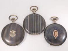 Taschenuhr: Konvolut aus 3 attraktiven Tula-Savonnetten 1900-1920