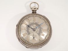 Taschenuhr: besonders schwere, englische Silberuhr mit Kette/Schnecke, ca. 1875