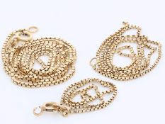 Zwei feine Halsketten in 14K Gold mit Venezianermuster