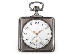 Taschenuhr: seltene, quadratische Jugendstiluhr von Omega, um 1900