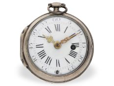 Taschenuhr: frühe französische Spindeluhr um 1745, Garnaud le Jeune á Toulouse, Silberbrücke!