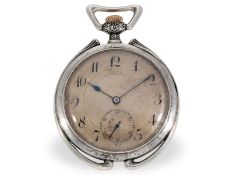 Taschenuhr: sehr seltene Jugendstil Reliefuhr " St. Georg", Longines um 1910