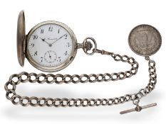 Taschenuhr: schweres Ankerchronometer mit schwerer Silberkette, Moser & Co. um 1900