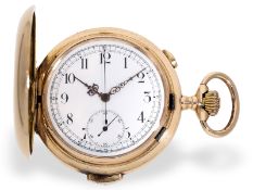 Taschenuhr: schwere Goldsavonnette mit Minutenrepetition und Chronograph, Perrelet & Cie. Locle um 1