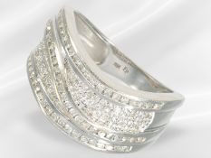 Ring: moderner Diamant-Goldschmiedering, 18K Weißgold