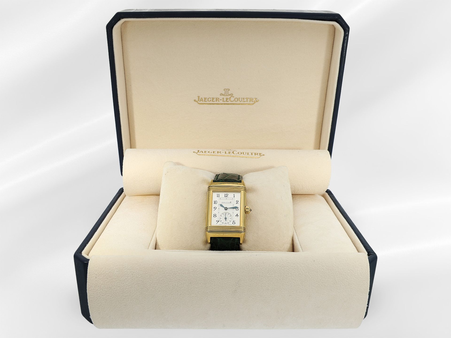Armbanduhr: luxuriöse und gefragte LeCoultre Reverso "Duetto" mit Brillantbesatz, Full-Set