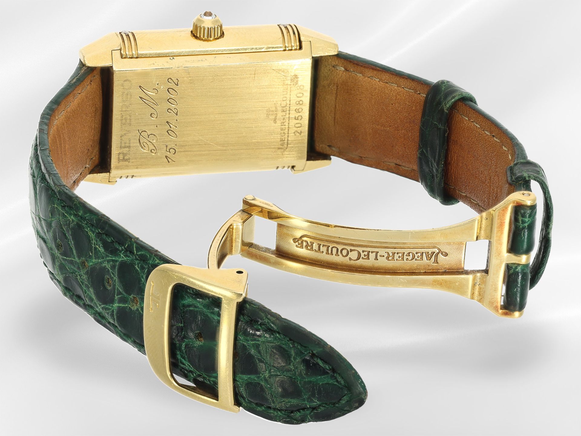 Armbanduhr: luxuriöse und gefragte LeCoultre Reverso "Duetto" mit Brillantbesatz, Full-Set - Bild 5 aus 7