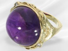 Ring: handgefertigter Amethyst/Brillant-Goldschmiedering
