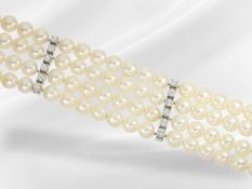 Armband: vintage Akoyaperlenarmband mit Brillantbesatz von 2ct