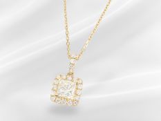 Kette/Anhänger: neuwertiger Brillantschmuck, Mittelstein Prinzess-Cut 1ct