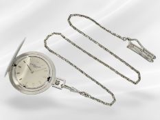 Taschenuhr: elegante vintage Frackuhr mit Kette, seltene Savonnette-Ausführung, Chopard