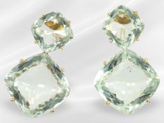 Ohrringe: außergewöhnlicher vintage Ohrschmuck mit grünen Amethysten, ca. 33ct