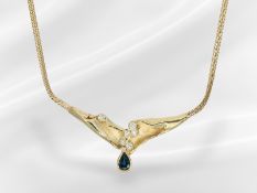 Kette/Collier: hochwertiges Designer-Mittelteil-Collier mit Saphir/Brillantbesatz