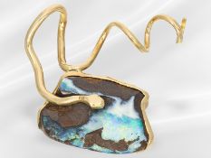 Anhänger: Designer Anhänger mit feinem Boulder-Opal, Unikate Goldschmiedearbeit