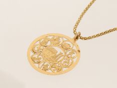Kette/Anhänger: vintage 18K Goldschmiedeschmuck, 60er Jahre