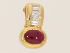 Anhänger: früher vintage Wempe-Anhänger mit Rubin und Diamanten
