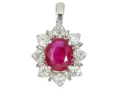 Anhänger: klassischer vintage Brillant-/Rubinanhänger, ca. 1,2ct