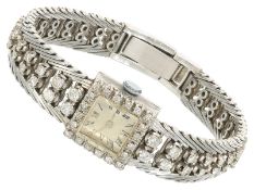 Armbanduhr: hochwertige weißgoldene vintage Brillant-Schmuckuhr, ca. 2,1ct Diamanten/Brillanten