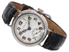 Armbanduhr: frühe, seltene Tiffany Waltham Depollier Herrenuhr Typ "Officier", 1. WK, ca. 1915-1917