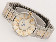 Armbanduhr: luxuriöse Armbanduhr aus dem Hause Cartier, "Must de Cartier", Stahl/Gold, Box/Papiere
