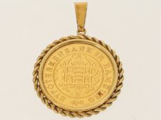 Anhänger: vintage Anhänger mit Goldmedaille "100 Jahre Hypothekenbank in Hamburg"