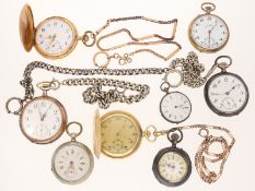 Taschenuhr: Konvolut antike Taschenuhren 1870-1930, dabei eine Goldsavonnette