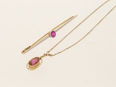 Kette/Brosche: Antikschmuck in 14K Gold