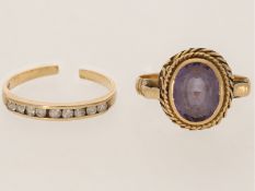 Ring: vintage Farbsteinring und defekte Schiene