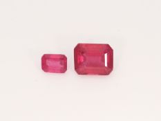 2 natürliche Rubine, 5,1ct und 1,38ct