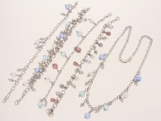 Kette: 5 neuwertige Ketten/Armbänder aus Sterlingsilber mit Murano-Glaskugeln