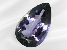 äußerst wertvoller "NO HEAT" Tansanit von 13,69ct, Farbe Greenish Violet, incl. IGI-Report