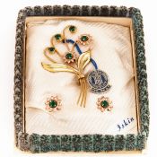 HARRY ISKIN - Brosche und Paar Ohrclips aus 1/20 12K Gold