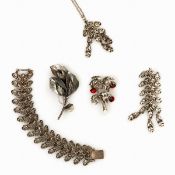 TORTOLANI / BOTTICELLI - Vintage antiksilberfarbene Parure (5 Teile)