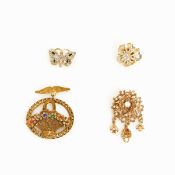 Konvolut: Drei Vintage-Broschen und ein Ring