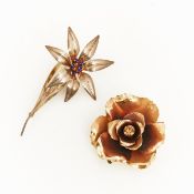 CORO - Zwei Vintage-Sterlingbroschen mit floralen Motiven