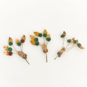 Drei Vintage-Designer-Sterling-Broschen