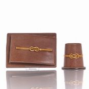 GUCCI - Vintage Memo-Block-Halter und Lederbecher